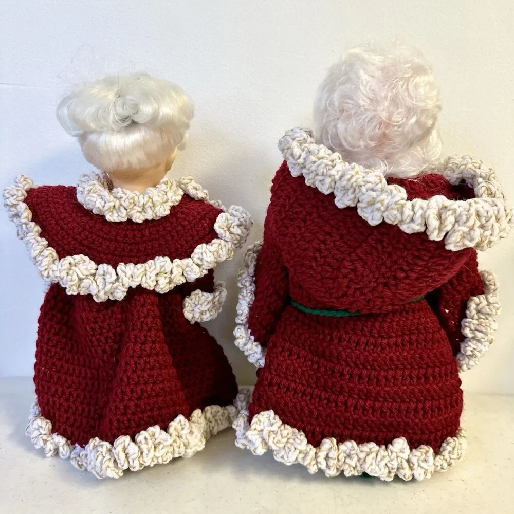 Set Of Santa Mr And Mrs.‎ Claus Standing Christmas Doll Decorations Crochet